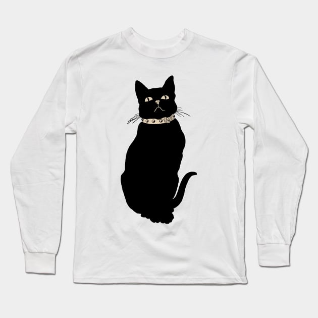 Black Cat Long Sleeve T-Shirt by waltshop